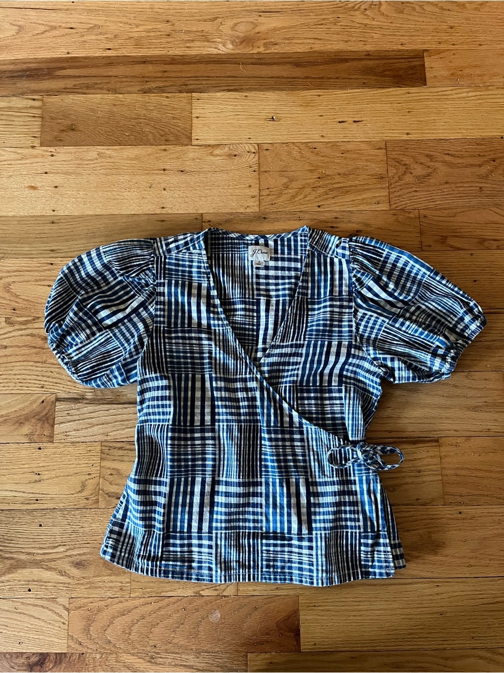 J Crew Wrap-Style Puff Sleeve Top